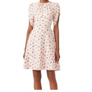 kate spade pink tulip sleeve dress with green floral print